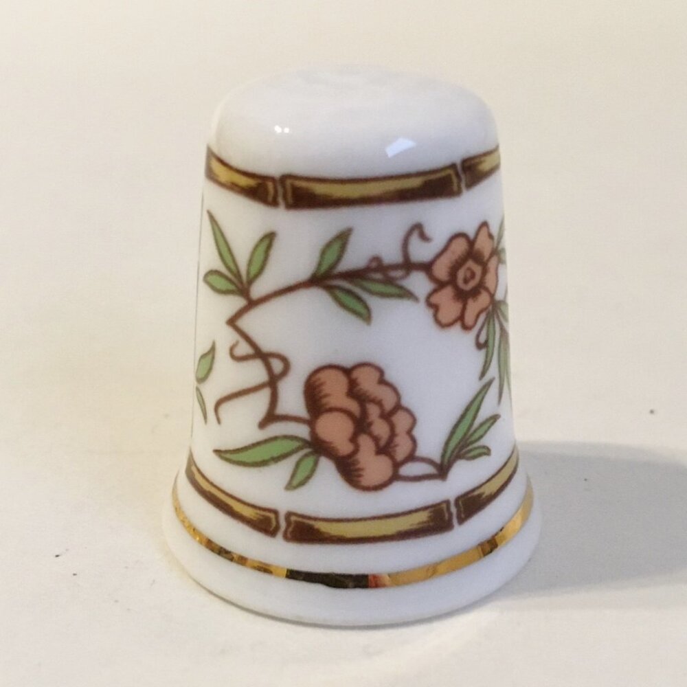 Hammersley Thimble Floral Leaves Bamboo Bone China England Marked 14-6 Vintage